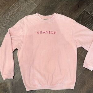 Pink Seaside Corded Embroidered Sweatshirt Size S EUC